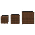 ZNTS Garden Planters 3 pcs Brown Poly Rattan 366396