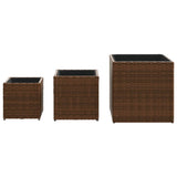 ZNTS Garden Planters 3 pcs Brown Poly Rattan 366396