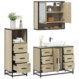 3 Piece Bathroom Furniture Set Sonoma Oak Engineered Wood 3301051