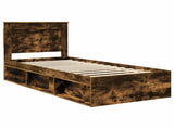 Bed Frame with Headboard Smoked Oak 90 x 190 cm Solid Pine Wood 3410132