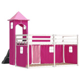 Bunk Bed without Mattress with Slide and Curtains Pink 90x200 cm 3284193