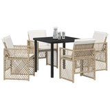 Garden Dining Set 5 pcs Beige Poly Rattan 3380633
