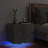 ZNTS Wall-mounted Bedside Cabinet with LED Lights Concrete Gery 836818