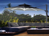 3m Cantilever Parasol w/ Solar Lights Power Bank Base 360&deg Spin Dark Grey T3398P314104