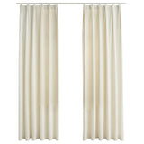 Blackout Curtains 2 pcs with Hooks Velvet Cream 140x225 cm 134517