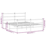 Metal Bed Frame without Mattress with Footboard White 150x200cm 355434