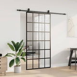Sliding Door with Hardware Set Black 102x205 cm ESG Glass 3375935