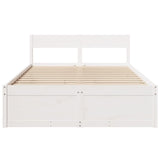 Bed Frame without Mattress White 135x190 cm Double Solid Wood Pine 3282358