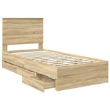 Bed Frame with Drawer Sonoma Oak 90 x 190 cm Engineer Wood 3409498