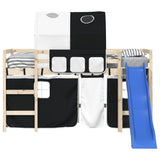 Curtains for Loft Bed with Tunnel White and Black Polyester 835916