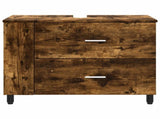 Bathroom Vanity Unit Smoked Oak 80 x 35 x 60 cm Engineered Wood 889390