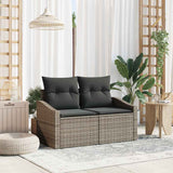 Garden Sofa with Cushion Grey 123 x 62 x 69cm Poly Rattan 42006784