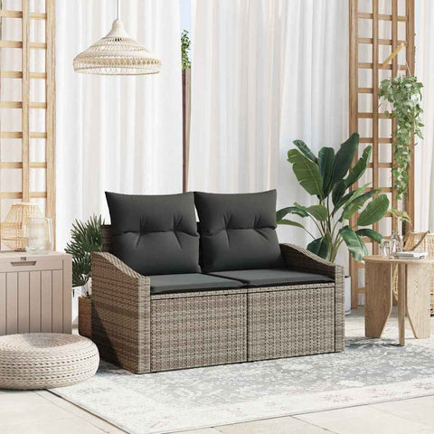 Garden Sofa with Cushion Grey 123 x 62 x 69cm Poly Rattan 42006784
