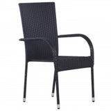 Garden Dining Set Black PE rattan, powder-coated steel, glass 3099378