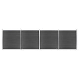 Fence Panel Set WPC 699x186 cm Black 3070431