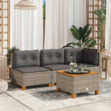 Garden Table Grey 55x55x36 cm Poly Rattan Acacia Wood 365909