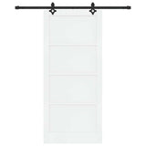 Sliding Door White and Black 93 x 211 cm Solid Pine Wood 3333517