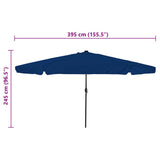 Garden Parasol 395 x 395 x 245 cm Polyester Round Azurblau 42003651
