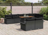 Garden Sofa Set with Cushion 9 pcs Black Poly Rattan 3349351