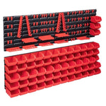 ZNTS 141 Piece Storage Bin Kit with Wall Panels Red and Black 150814