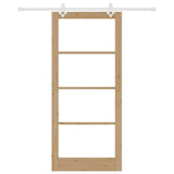 Sliding Door Natural 93 x 211 cm Solid Pine Wood and Glass 3332233