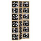 Room Divider 3 Panels Brown and Black Solid Wood Paulownia 358800