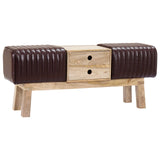 Bench 110 x 30 x 45 cm Real Leather Dark Brown 42042121
