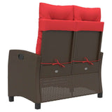 Reclining Garden Bench with Cushions Brown Poly Rattan 368232
