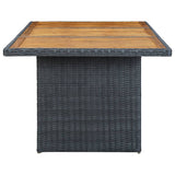Garden Table Dark Grey Poly Rattan and Solid Acacia Wood 313310