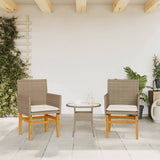 Garden Chairs with Cushions 2 pcs Beige Poly Rattan&Solid Wood 368716