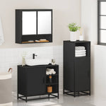ZNTS 3 Piece Bathroom Furniture Set Black Engineered Wood 3300995