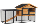 Rabbit Hutch Guinea Pig Hutch Wood-metal Elevated Guinea Pig House Pet Bunny Cage for Outdoor 122 x T3398P350056