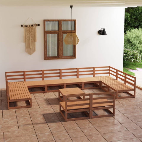 ZNTS 13 Piece Garden Lounge Set Solid Pinewood 3076227