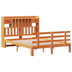 ZNTS Bookcase Bed without Mattress Wax Brown 140x200 cm Solid Wood Pine 3322814