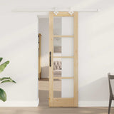 Sliding Door Natural 61 x 198.5 cm Solid Pine Wood and Glass 3332209