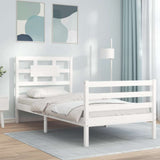 Bed Frame without Mattress White Single Solid Wood 3194407
