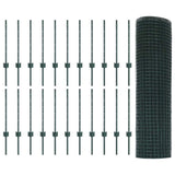 Welded Wire Fence with Posts 50 x 0.5 m PVC-Coated Steel Green 3336505