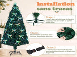 6FT Green Colorful Fiber Optic Christmas Tree with 230 Tips, LED Bead Bow Ornament, Star Topper, PVC 31194782