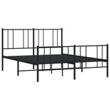 Metal Bed Frame without Mattress with Footboard Black 120x190cm 352495