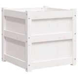 ZNTS Garden Planters 2 pcs White Solid Wood Pine 837417