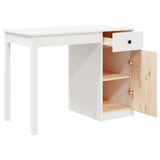 ZNTS Desk White 100x50x75 cm Solid Wood Pine 814630