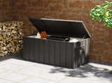 450L Galvanised Steel Garden Storage Box, with Wheels - Dark Grey T3398P311636