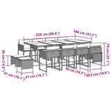 13 Piece Garden Dining Set with Cushions Light Grey Poly Rattan 3211343