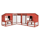 Outdoor Rabbit Hutch with Run Red and White Solid Fir Wood 170875