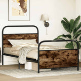 Bed Frame Without Mattress 90x190 cm Single Smoked Oak Engineered Wood 4100219