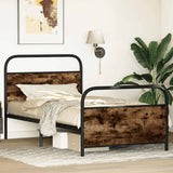 Bed Frame Without Mattress 90x200 cm Smoked Oak Engineered Wood 4100220