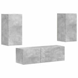 TV Wall Cabinet Set 4 pcs Concrete Grey Engineered Wood 3408910