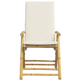 3 Piece Folding Bistro set with Cream White Cushions Bamboo 3208931