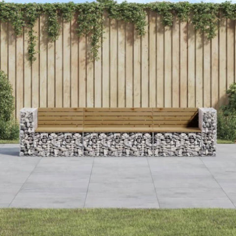 ZNTS Garden Bench Gabion Design 287x71x65.5 cm Impregnated Wood Pine 3196253