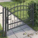 Fence Gate with Spear Top with Lock Grey 103 x 75 cm Steel 42009037